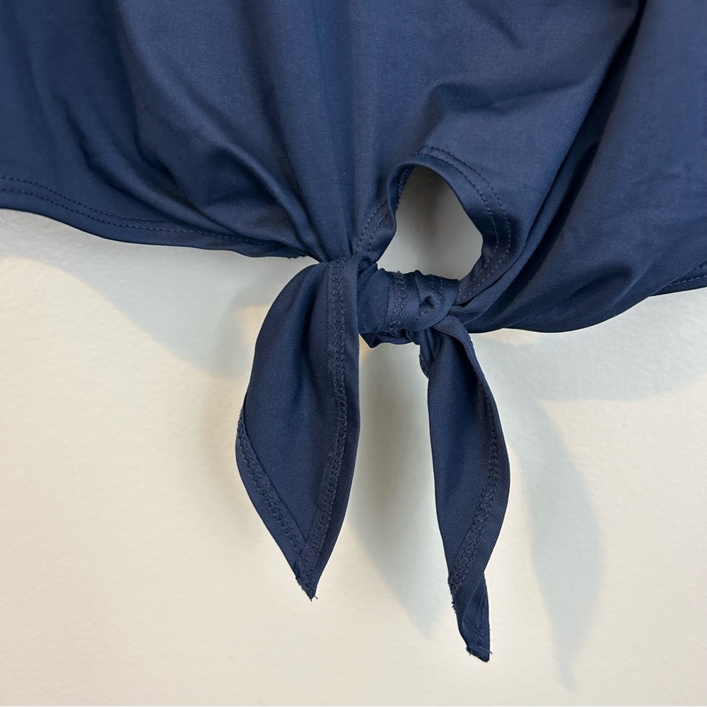 NWT Tuckernuck Sport Navy Blue Knotty Maya Tie Waist Top  Size Large - Picture 11 of 14